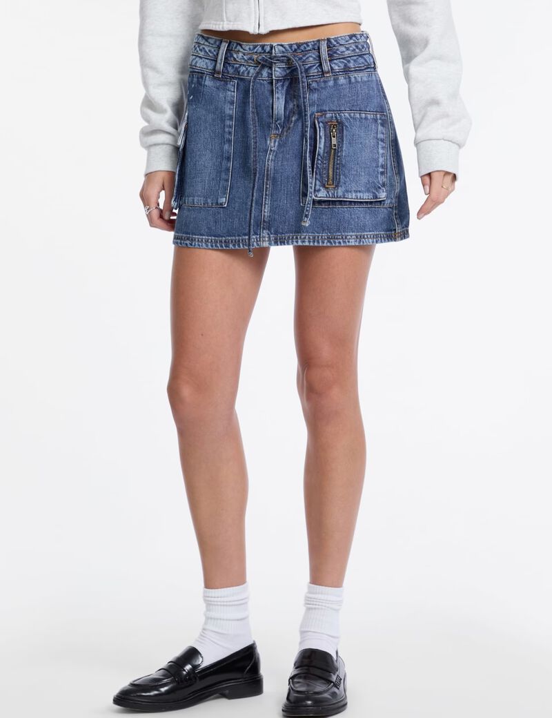 A-line denim mini skirt