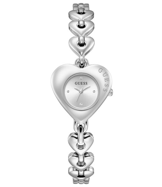 Ladies Silver Tone Heart Analog Watch