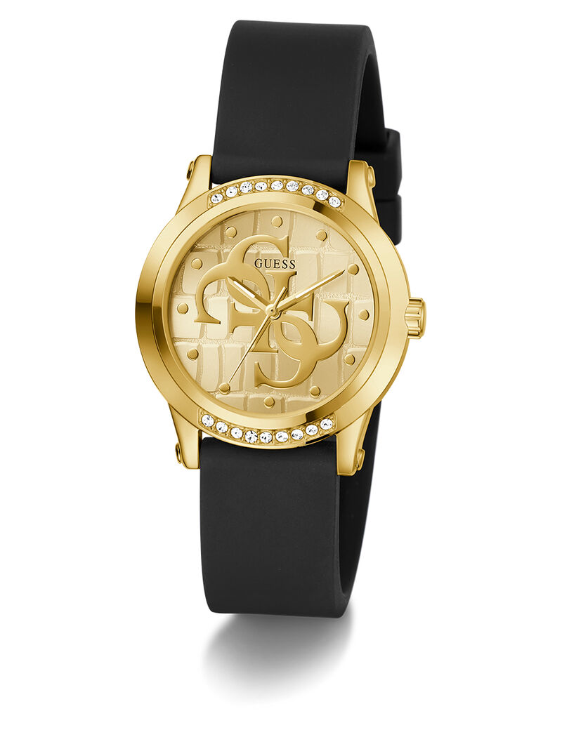 Ladies Black Gold Tone Analog Watch