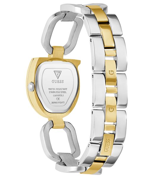 guess bejeweled women gia quartz analog 22 2 mm gld case 2 tone ss brt