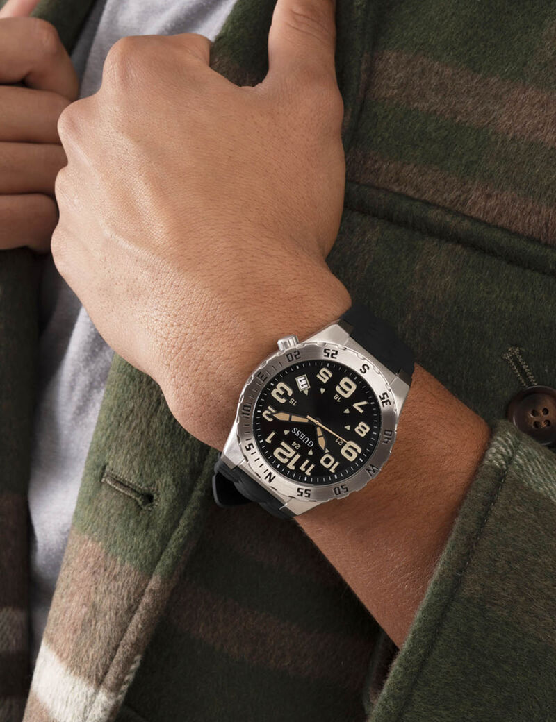 Silver And Black Multifunction Watch