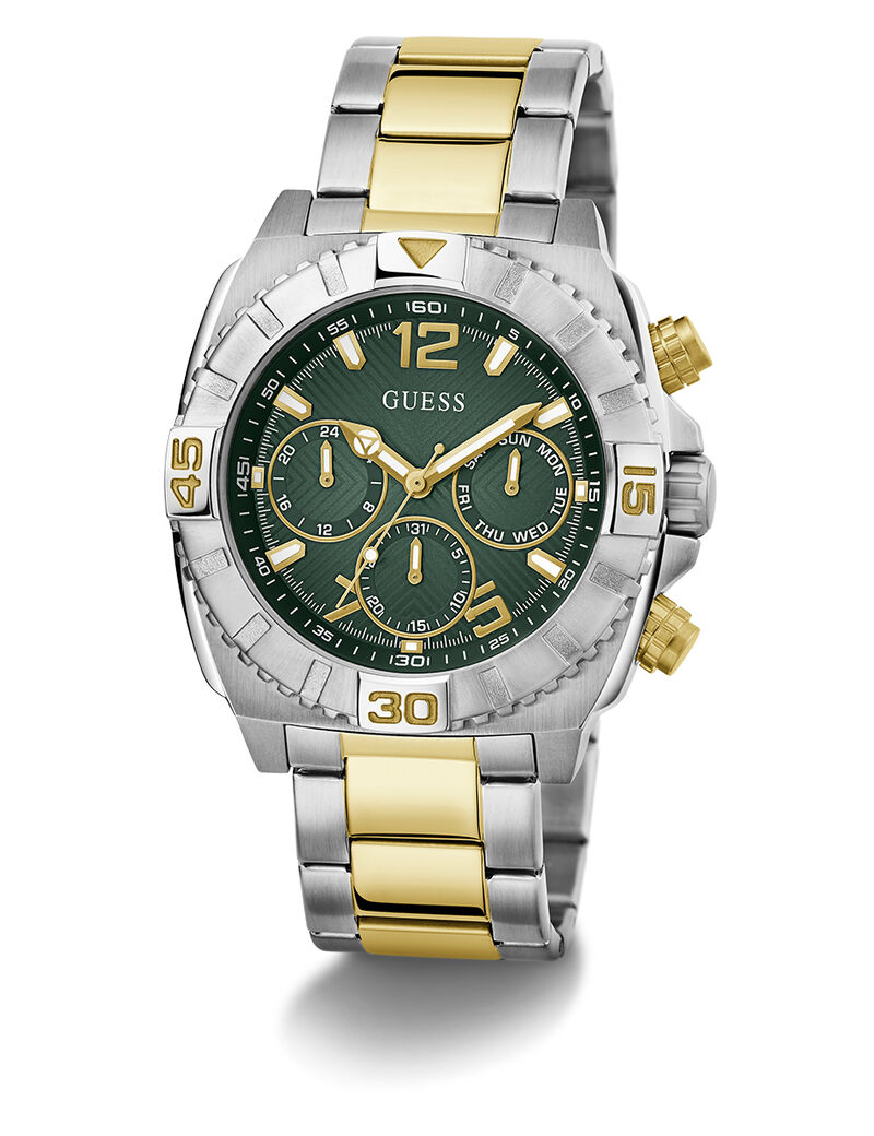 Mens 2-Tone Silver Tone Multi-function Watch